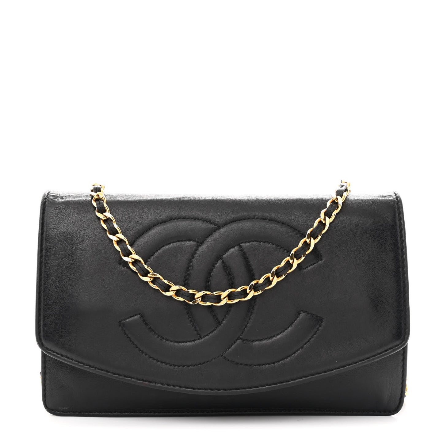 Lambskin Timeless CC Wallet On Chain WOC Black