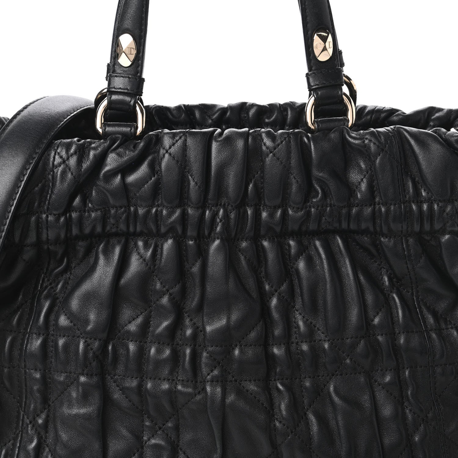 Christian Dior Gaufre Lambskin Cannage Delices Tote Black 10 of 10