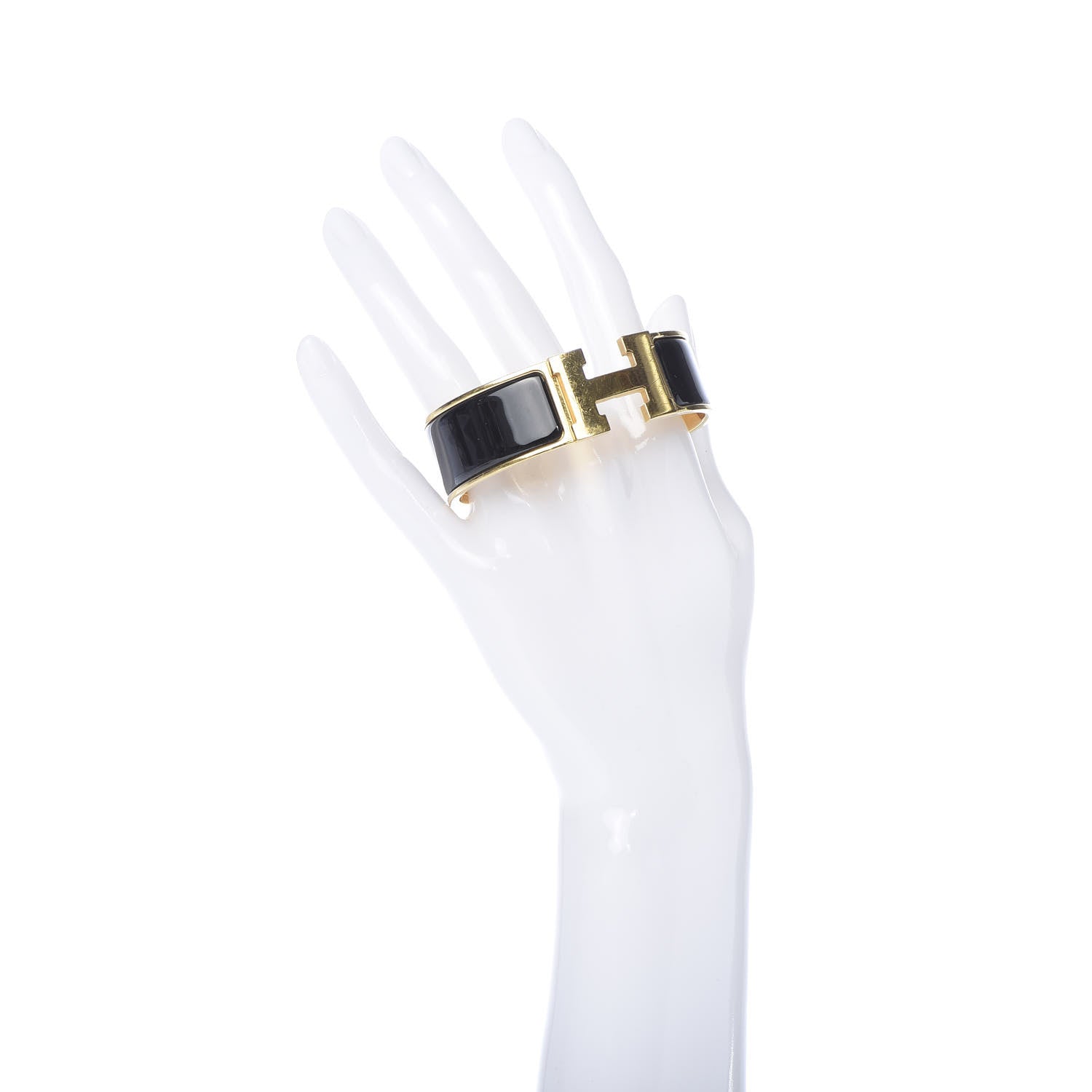 Hermes Enamel Wide Clic Clac H Bracelet GM Black 2 of 4