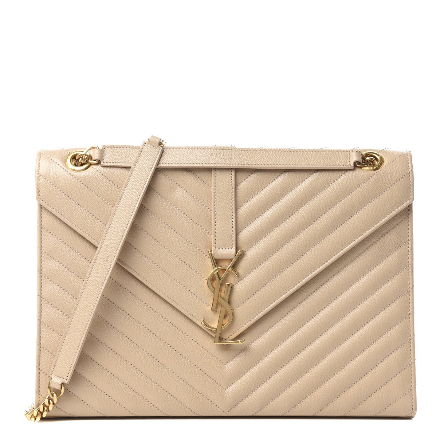 Grain De Poudre Matelasse Chevron Large Monogram Satchel Nude Powder
