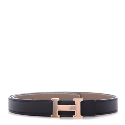 Hermes Swift Epsom 24mm H Belt 75 Black Etoupe 1 of 3