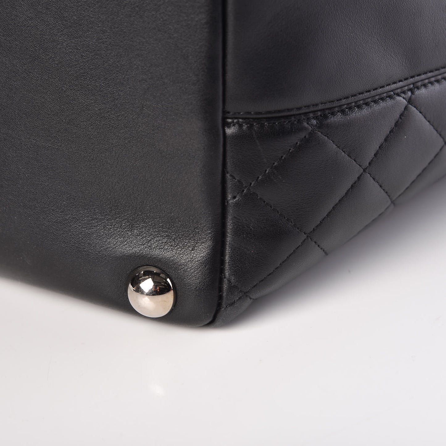 Calfskin Quilted Large Cambon Tote Black White
