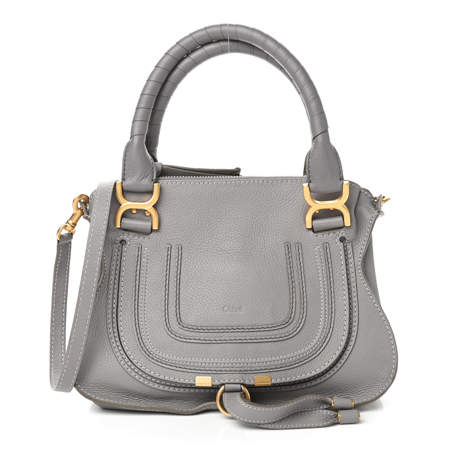 Calfskin Small Marcie Satchel Cashmere Grey