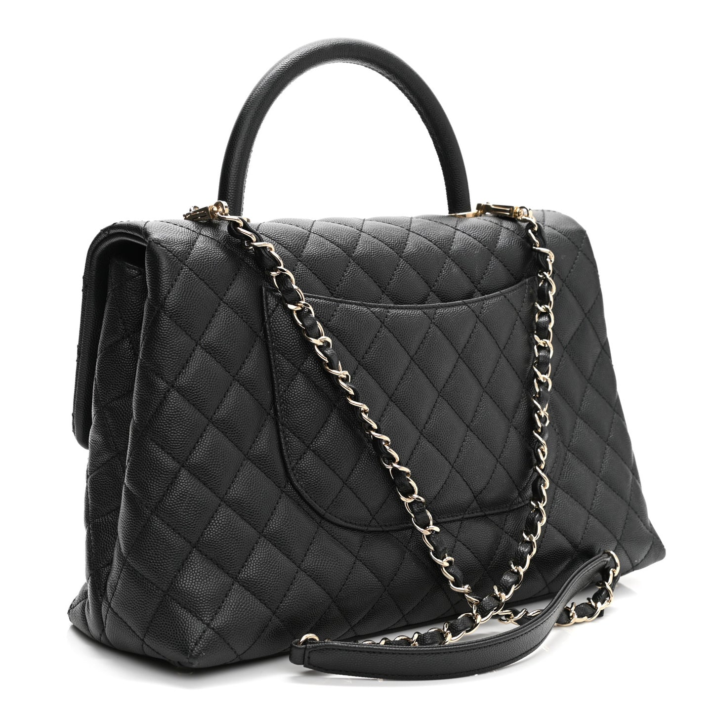 Caviar Quilted Medium Coco Handle Flap Black