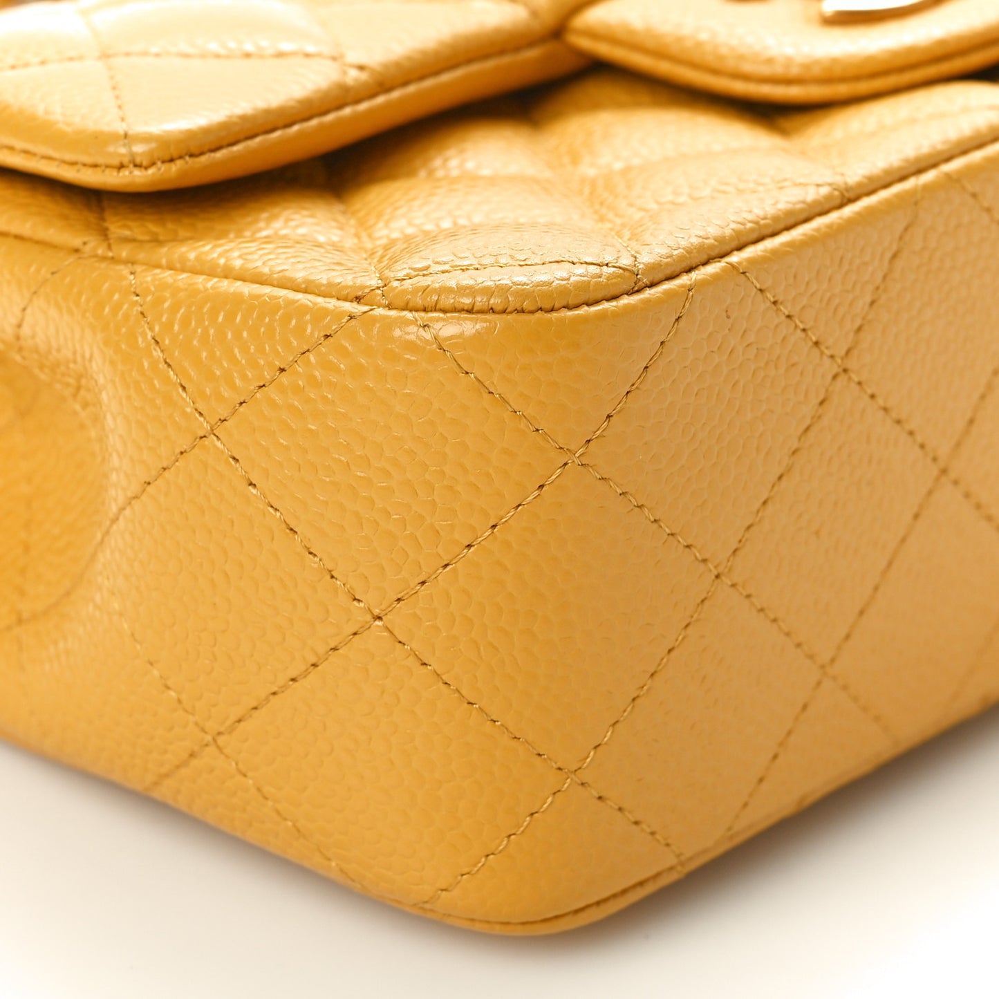 Caviar Quilted Mini Rectangular Flap Yellow