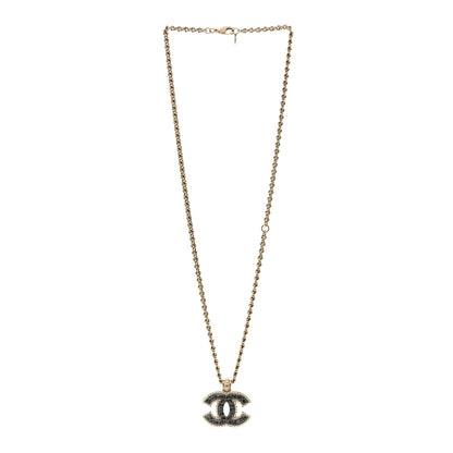 Chanel Metal Crystal Scarab CC Necklace Gold Silver 3 of 5