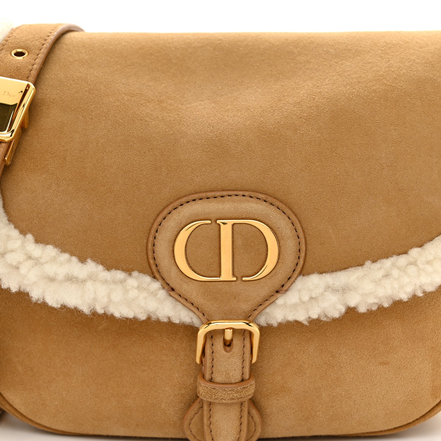 Suede Shearling Medium Bobby Flap Natural
