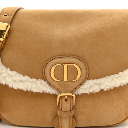 Christian Dior Suede Shearling Medium Bobby Flap Natural 7 of 9