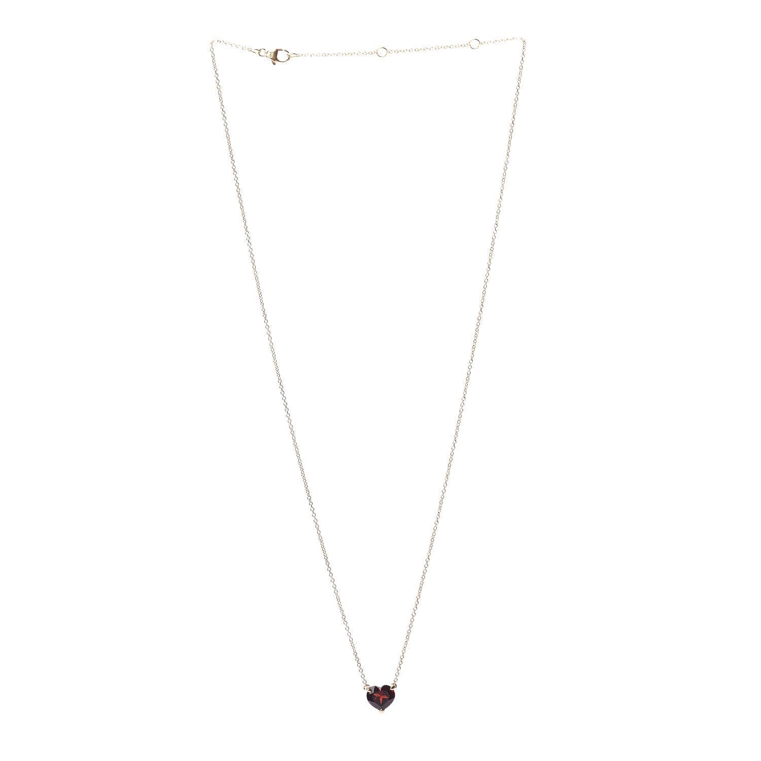David Yurman 18K Yellow Gold Garnet Heart Pendant Necklace 3 of 4