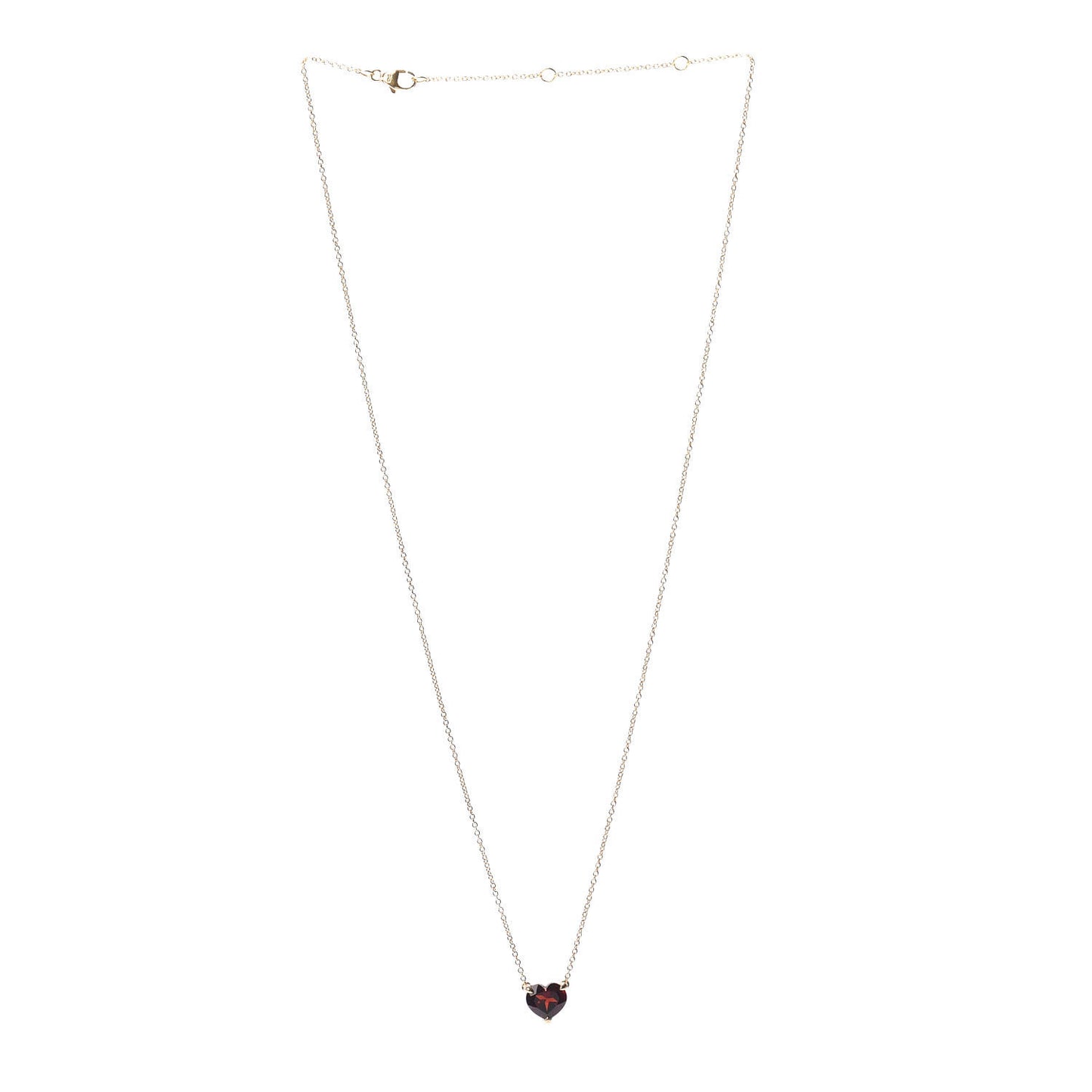 18K Yellow Gold Garnet Heart Pendant Necklace