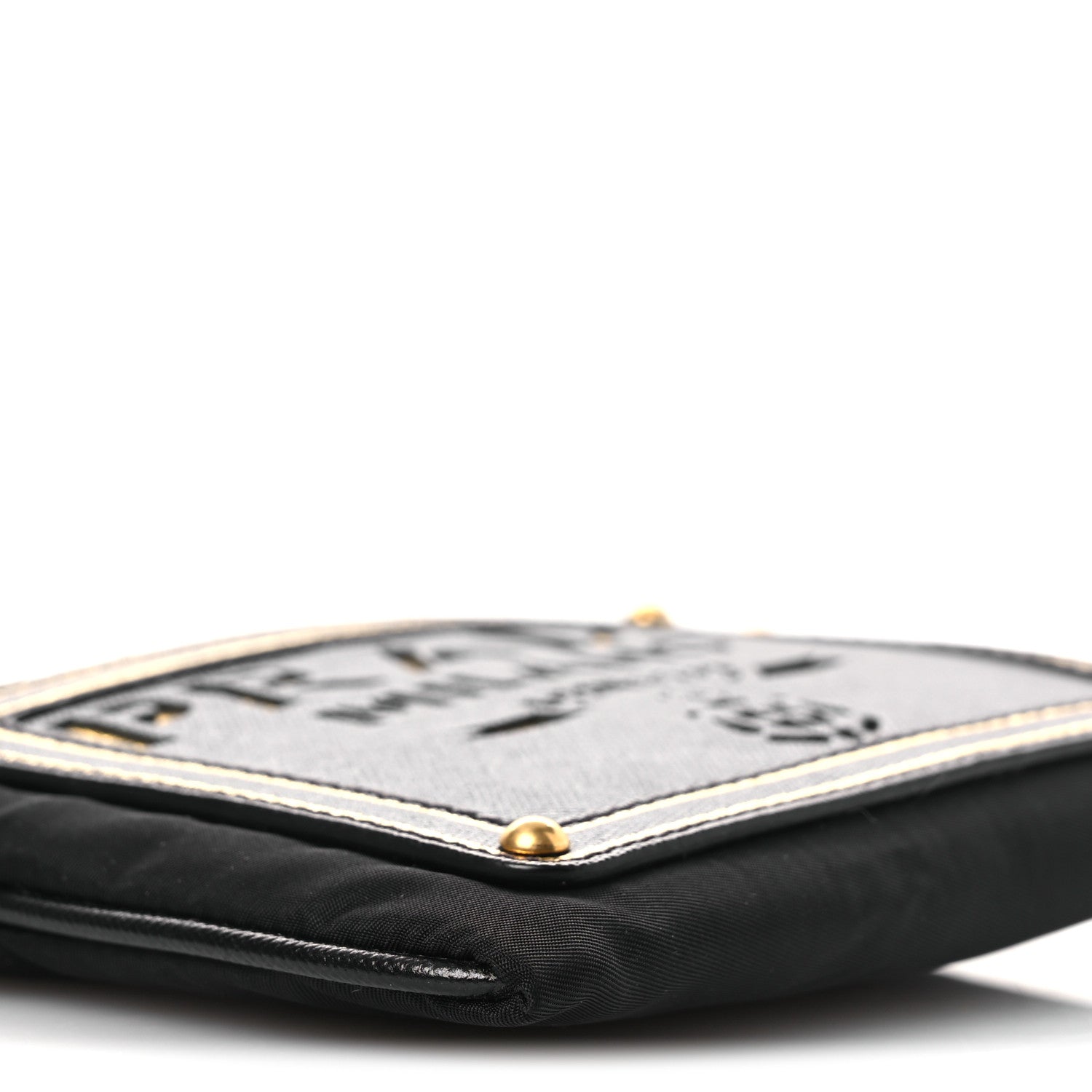 Prada Tessuto Bandoliera Logo Shoulder Bag Gold Black 9 of 13