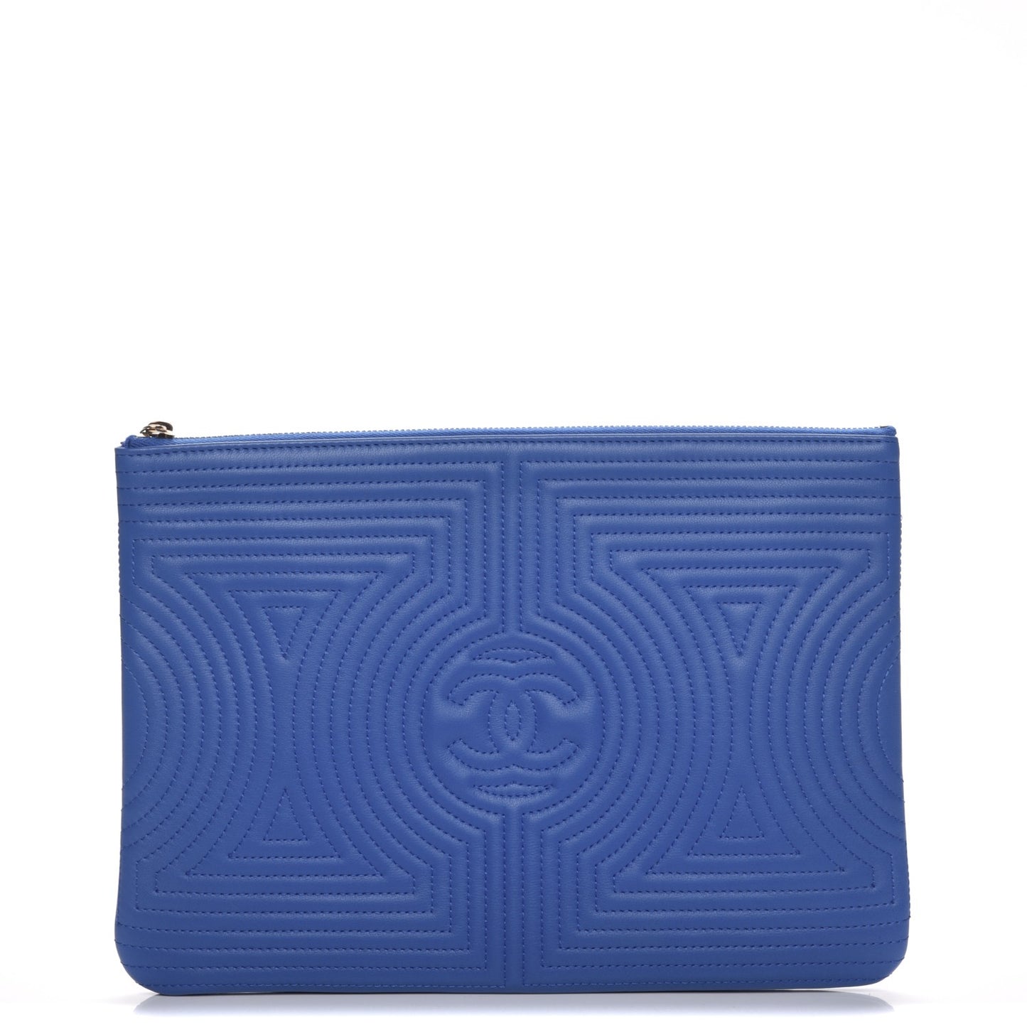 Lambskin Quilted Large Korean Garden Cosmetic Case Blue