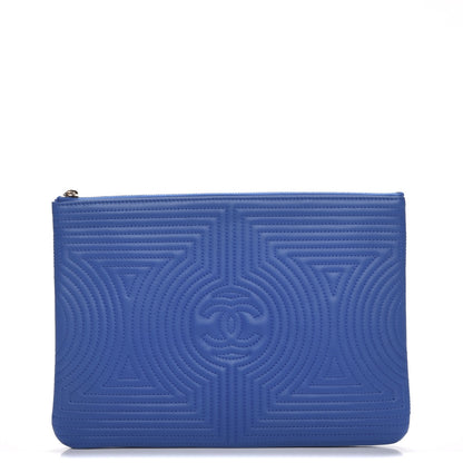 Chanel Lambskin Quilted Large Korean Garden Cosmetic Case Blue 1 of 8