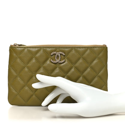 Chanel Caviar Crystal Quilted Coco Candy Cosmetic Case Green 2 of 11