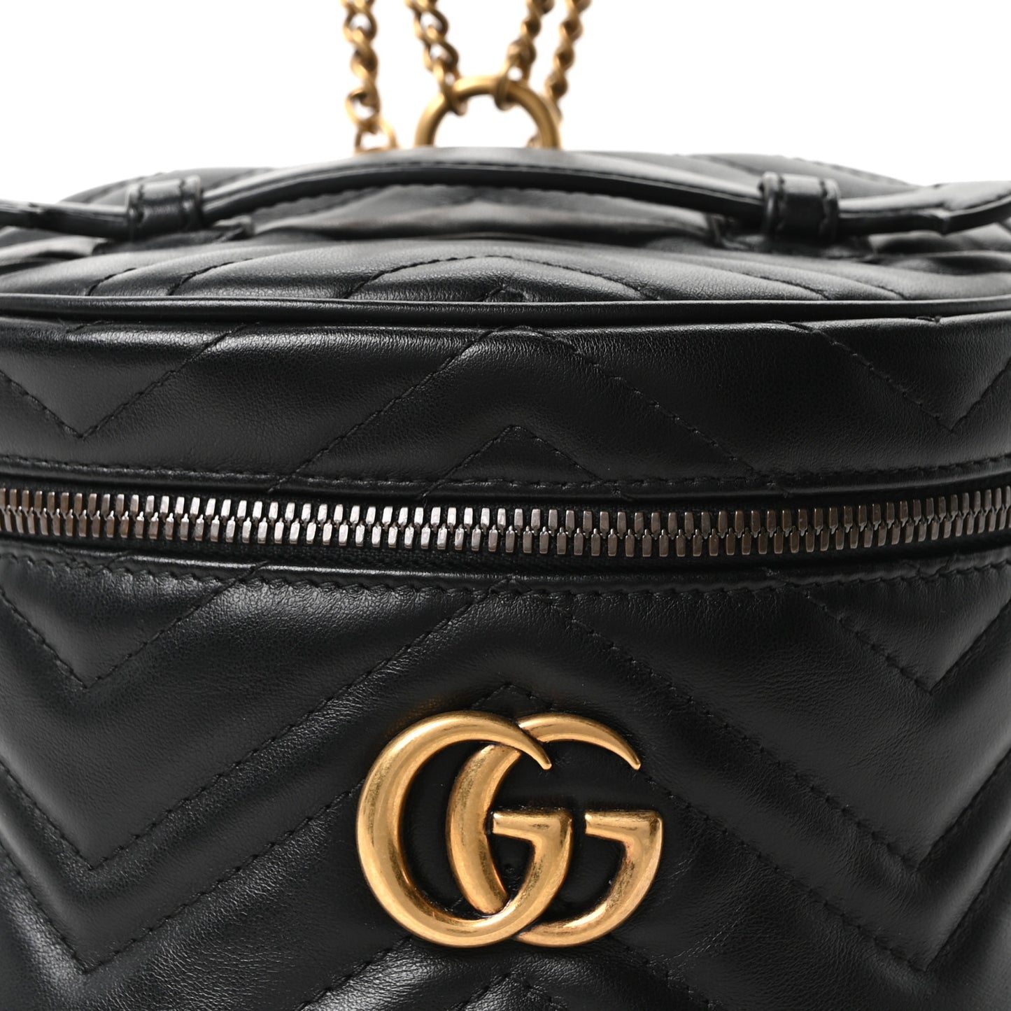 Calfskin Matelasse Mini GG Marmont Round Backpack Black
