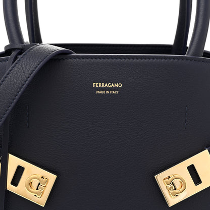 Salvatore Ferragamo Calfskin Small Hug Bag Midnight 7 of 9