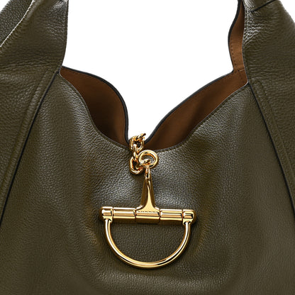 Gucci Grained Calfskin Softbit Maxi Shoulder Bag Forest Green 8 of 10