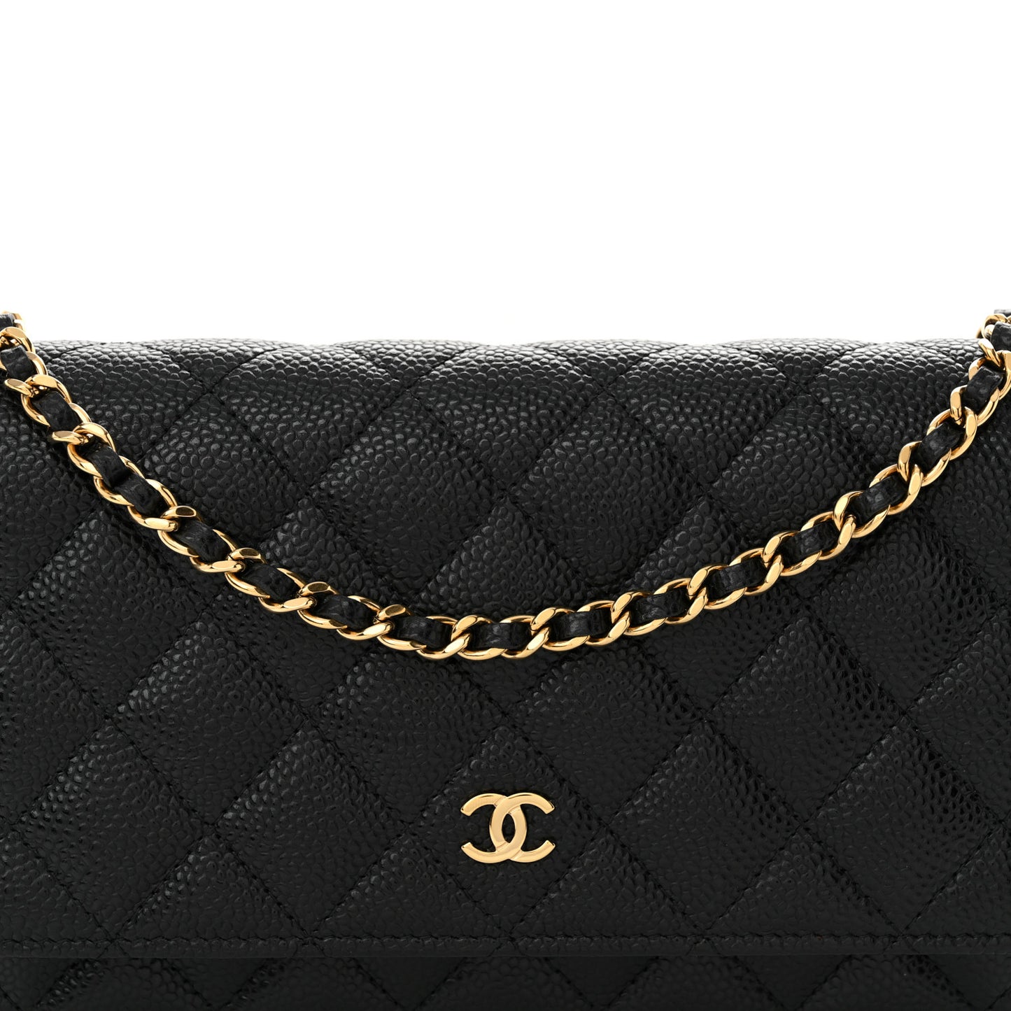Caviar Quilted Wallet on Chain WOC Black