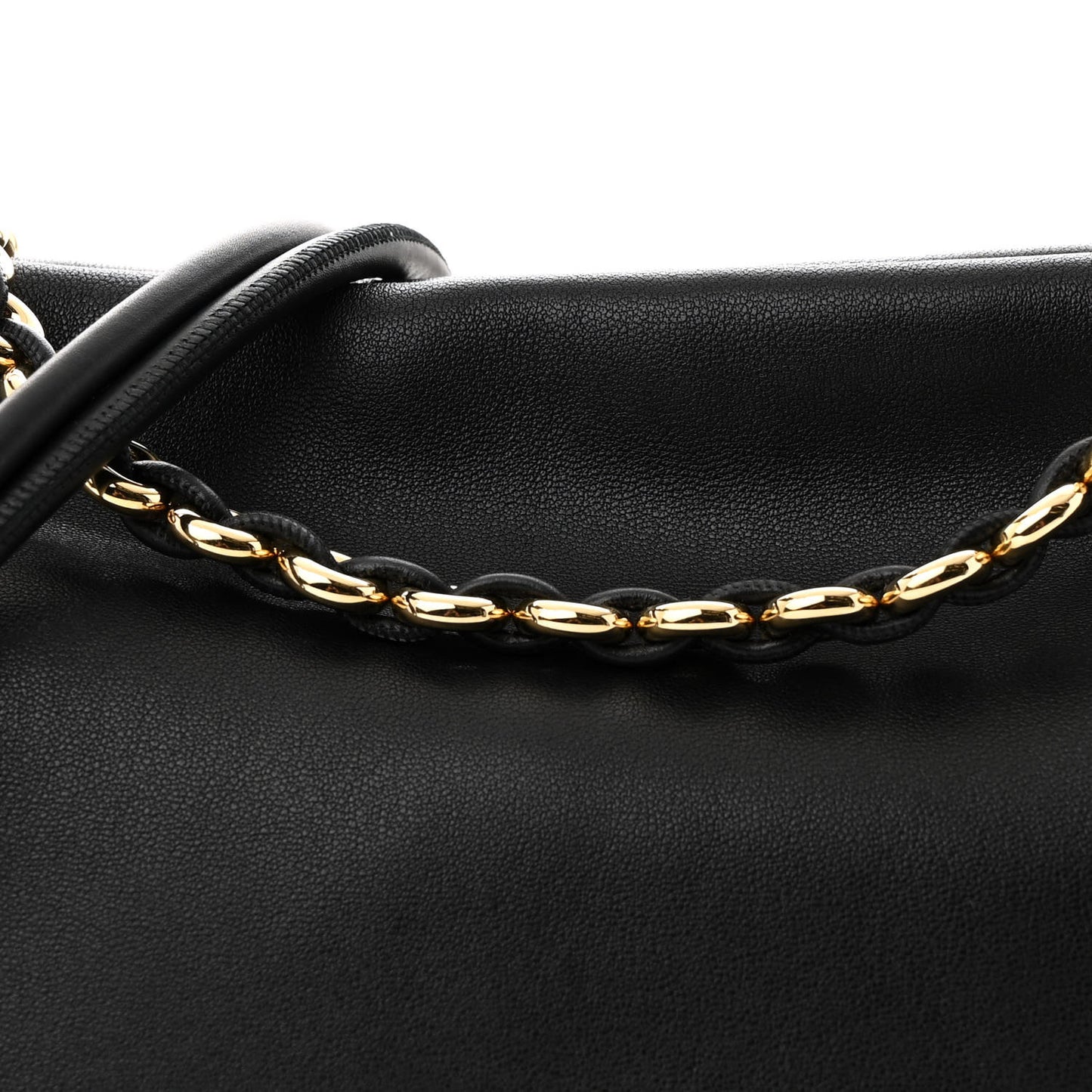 Mellow Nappa Medium Donut Chain Flamenco Knot Clutch Black