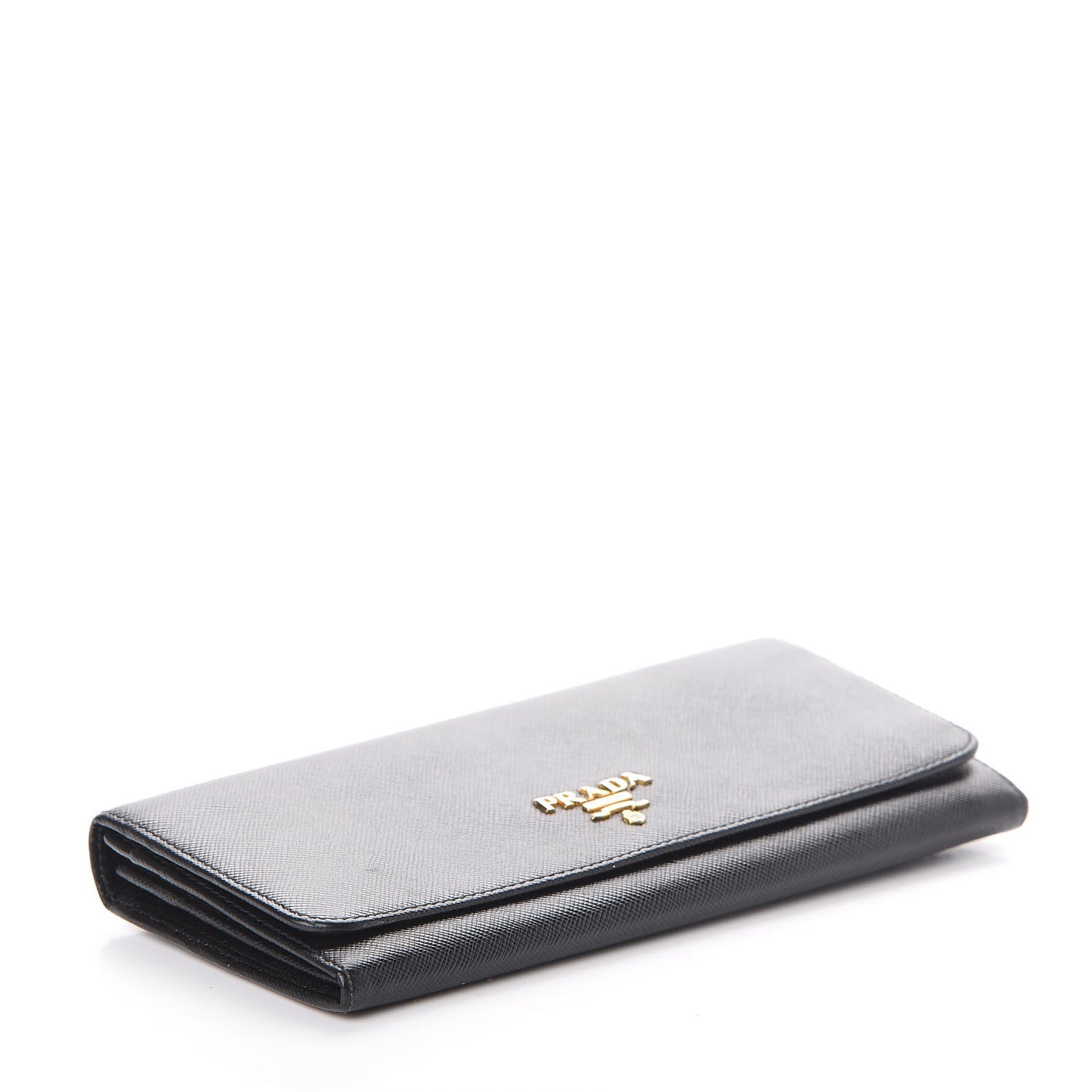 Saffiano Metal Continental Flap Wallet Black