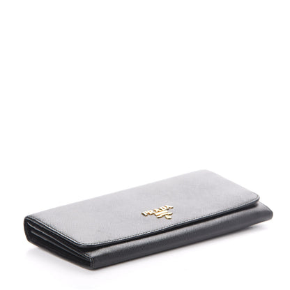 Prada Saffiano Metal Continental Flap Wallet Black 3 of 10