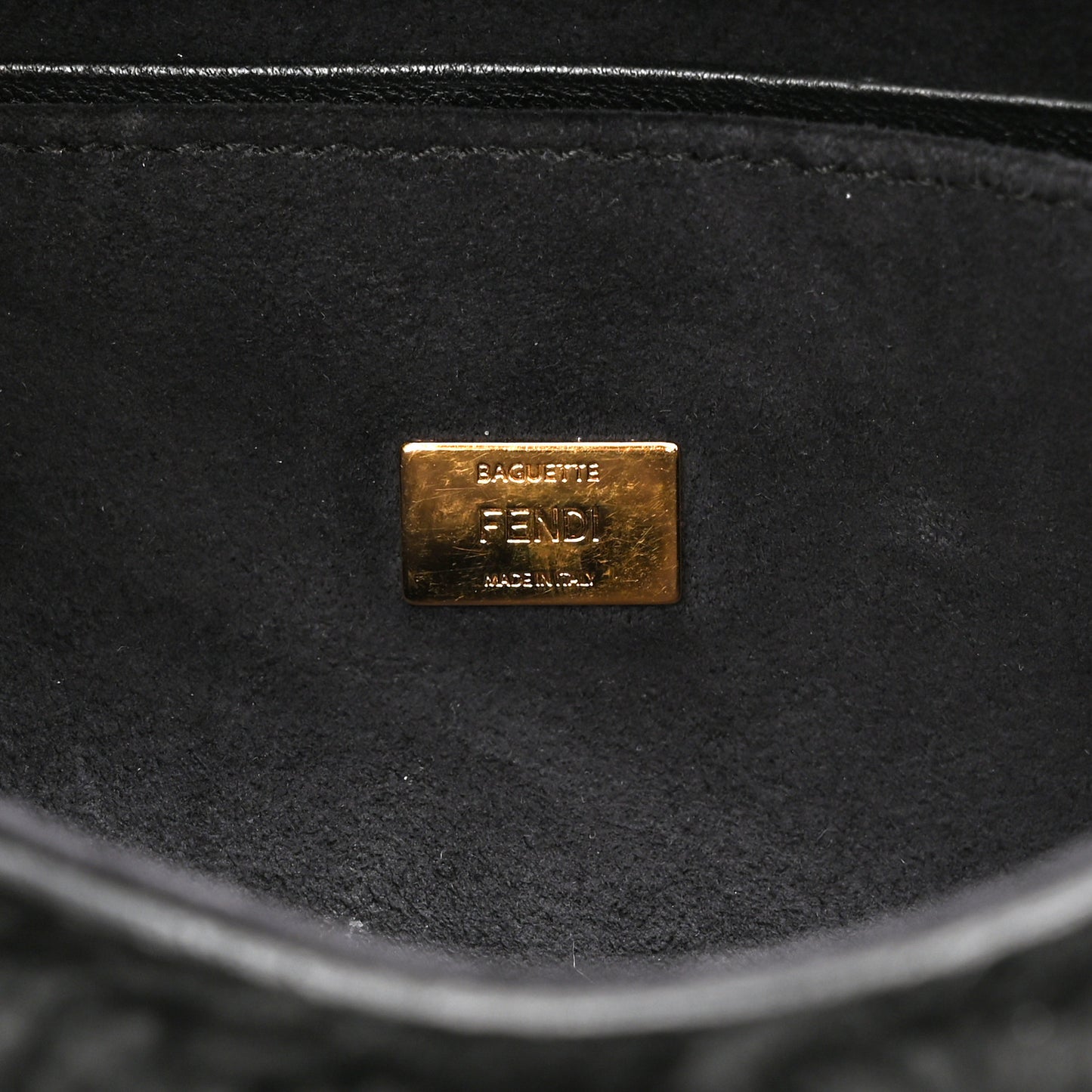 Shearling Shiny Nappa Micro Baguette Black