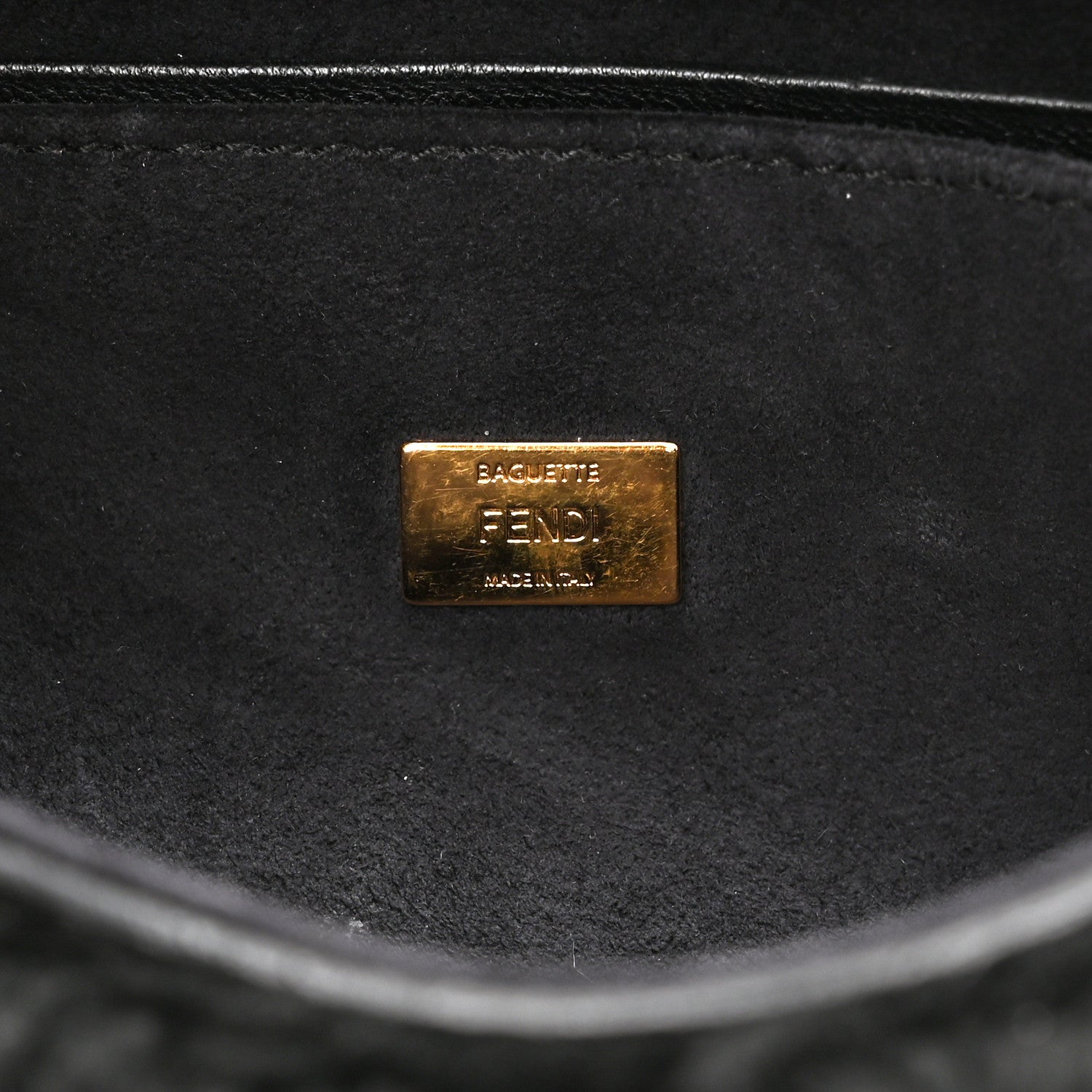 Fendi Shearling Shiny Nappa Micro Baguette Black 6 of 10