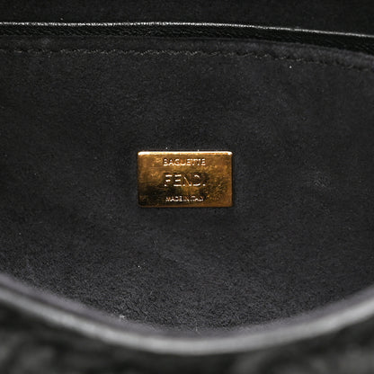 Fendi Shearling Shiny Nappa Micro Baguette Black 6 of 10