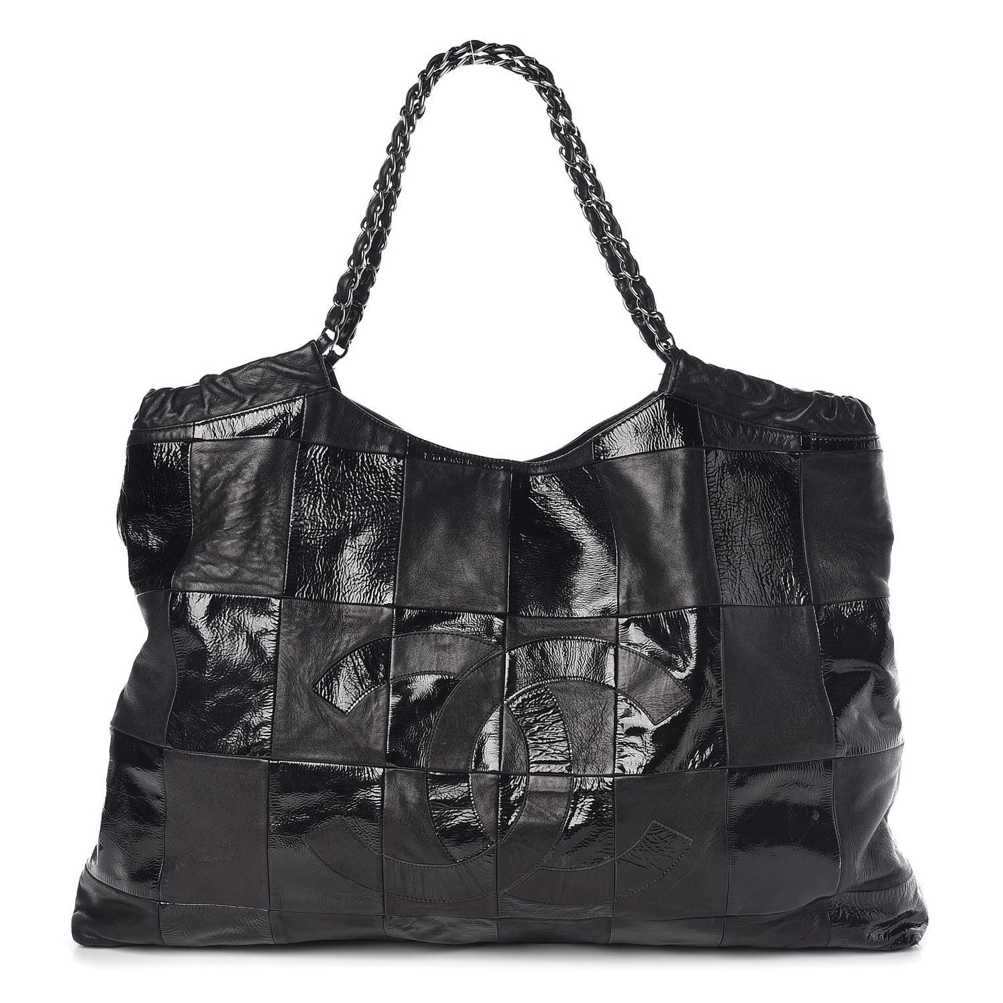 Patent Patchwork Large Brooklyn Tote Black