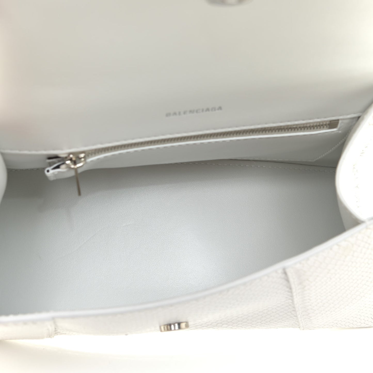Calfskin Snake Embossed Small Hourglass Top Handle Bag White