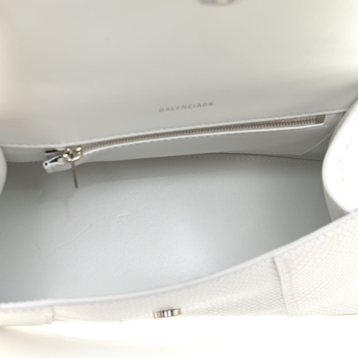Balenciaga Calfskin Snake Embossed Small Hourglass Top Handle Bag White 5 of 13