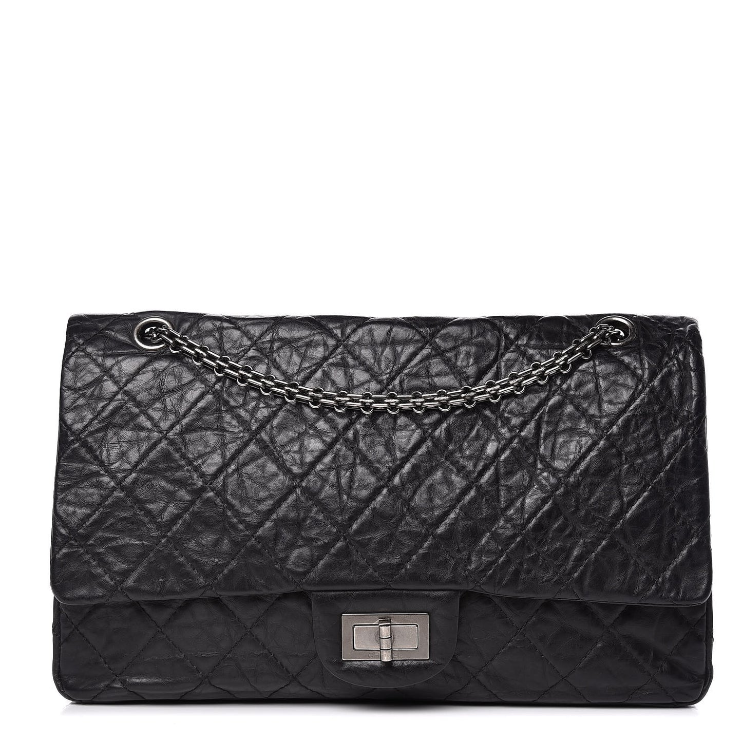 Aged Calfskin Quilted 2.55 Reissue 227 Flap Black