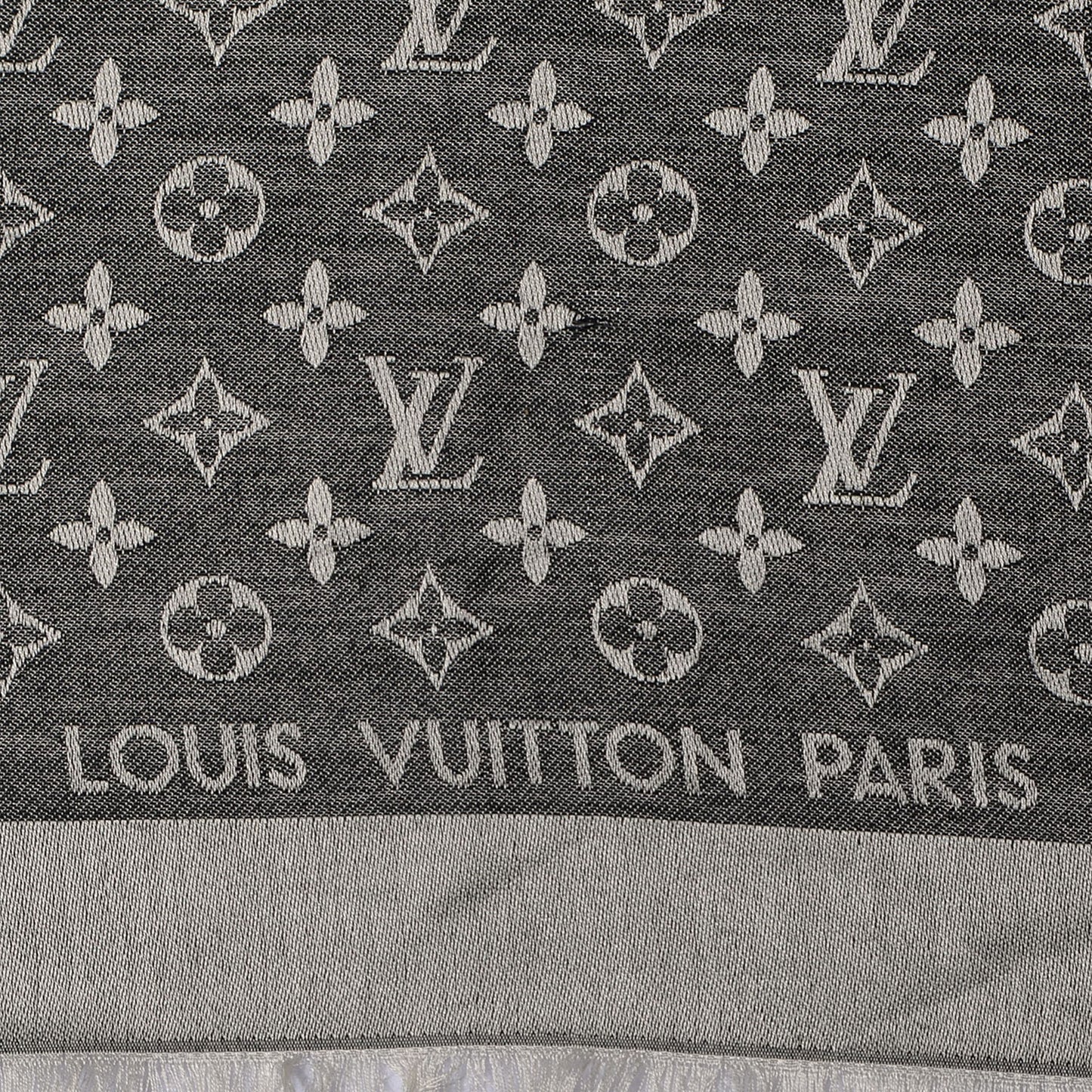 Silk Wool Monogram Denim Shawl Black