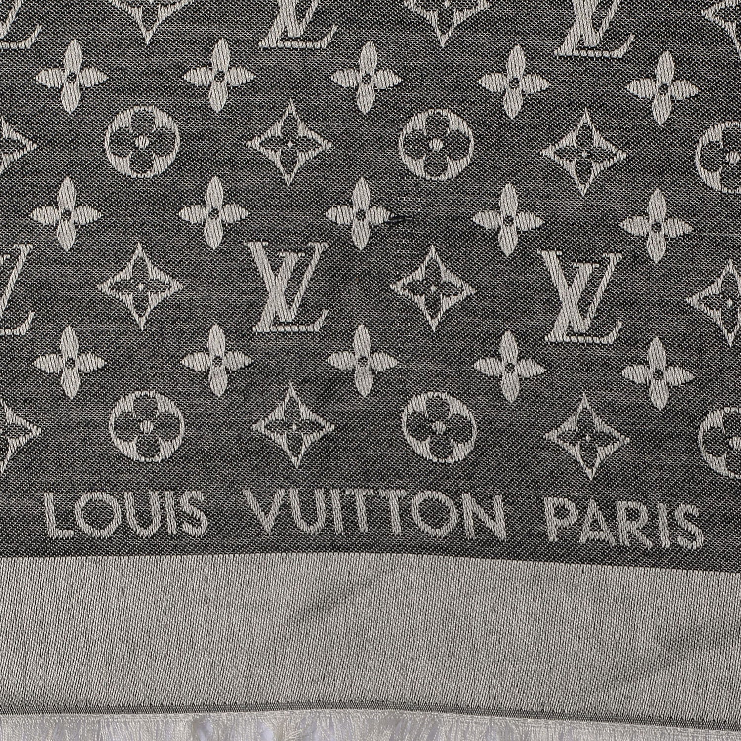 Louis Vuitton Silk Wool Monogram Denim Shawl Black 4 of 5