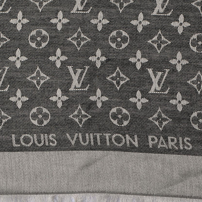 Louis Vuitton Silk Wool Monogram Denim Shawl Black 4 of 5