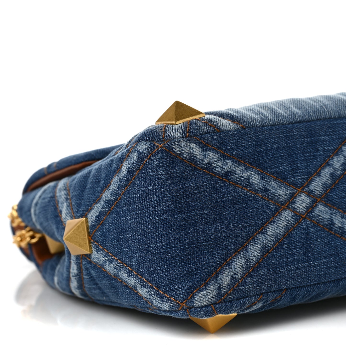 Denim Large Roman Stud Shoulder Bag Light Denim Selleria