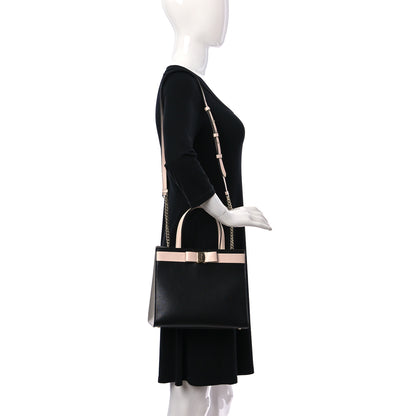 Salvatore Ferragamo Calfskin Medium Vara Bow Top Handle Tote Black Pink 2 of 13
