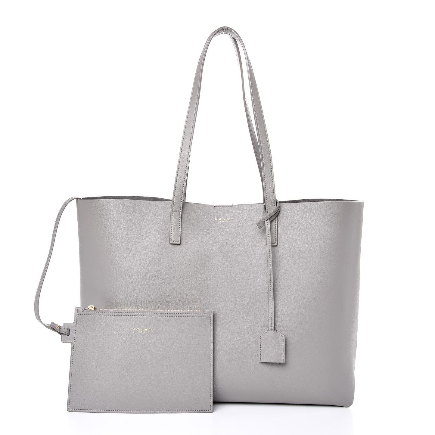 Calfskin Large Shopping Tote Light Gray