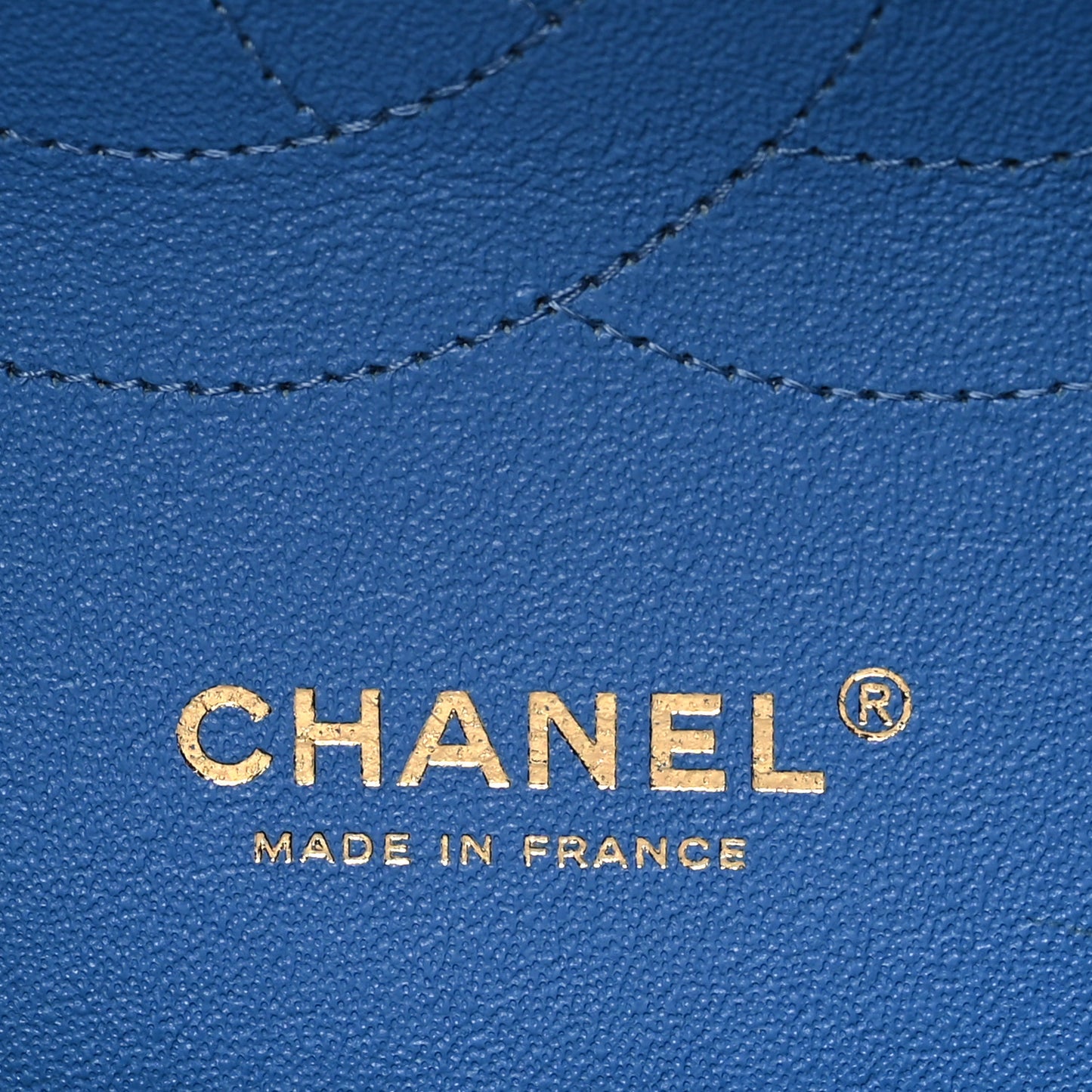 Caviar Flat Chevron Quilted Jumbo Double Flap Blue