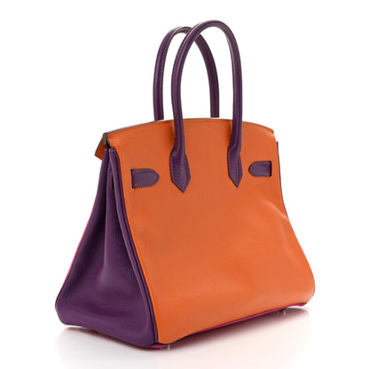 Hermes Chevre Horseshoe Birkin 30 Rose Shocking Violet Orange 3 of 11