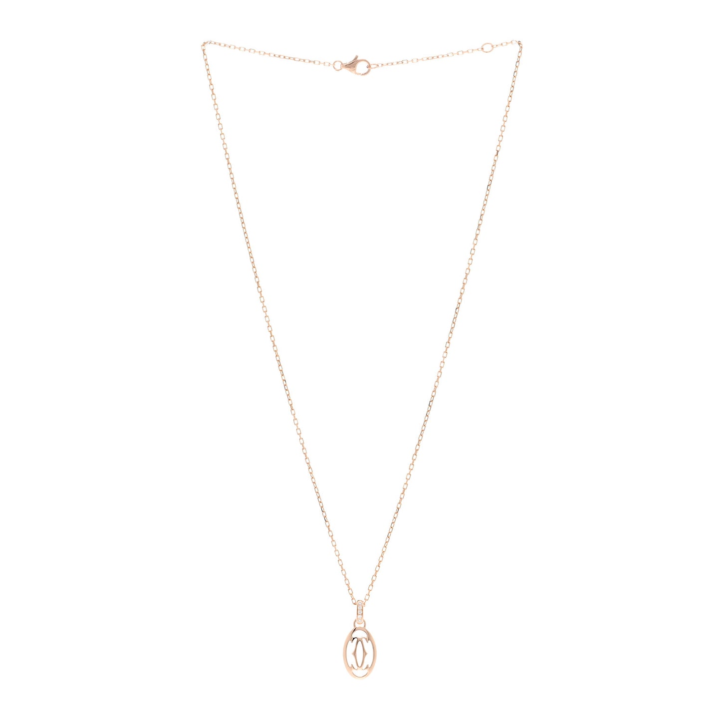 18K Pink Gold Diamond Logo Pendant Necklace