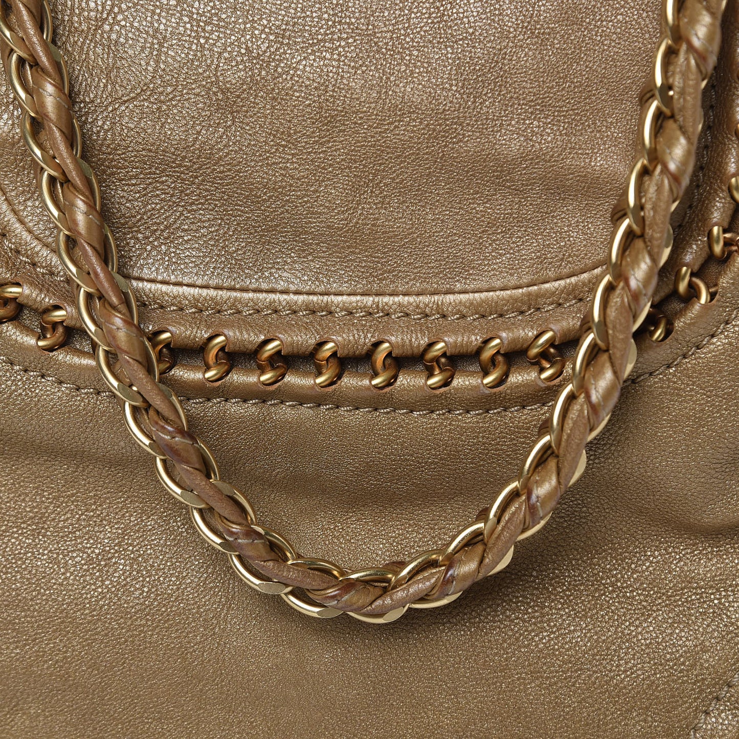 Metallic Goatskin Ligne Tote Gold