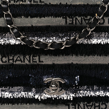 Chanel Sequin Logo Small Flap Black White 8 of 8