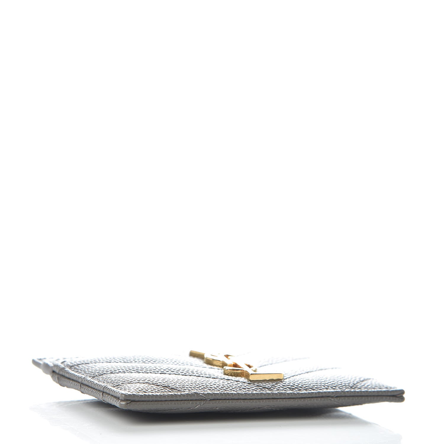 Saint Laurent Grain De Poudre Matelasse Chevron Monogram Credit Card Case Earth 4 of 7
