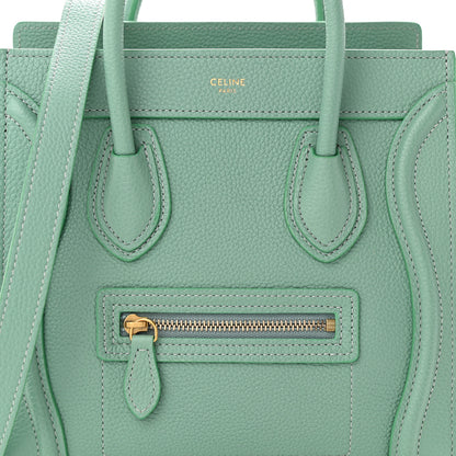 Celine Drummed Calfskin Nano Luggage Ice Mint 9 of 11