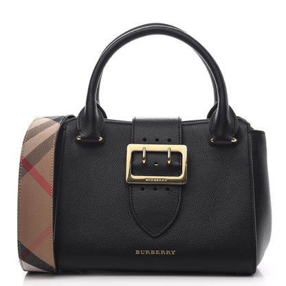 Burberry Soft Grain Calfskin Small Buckle Tote Black 1 of 14