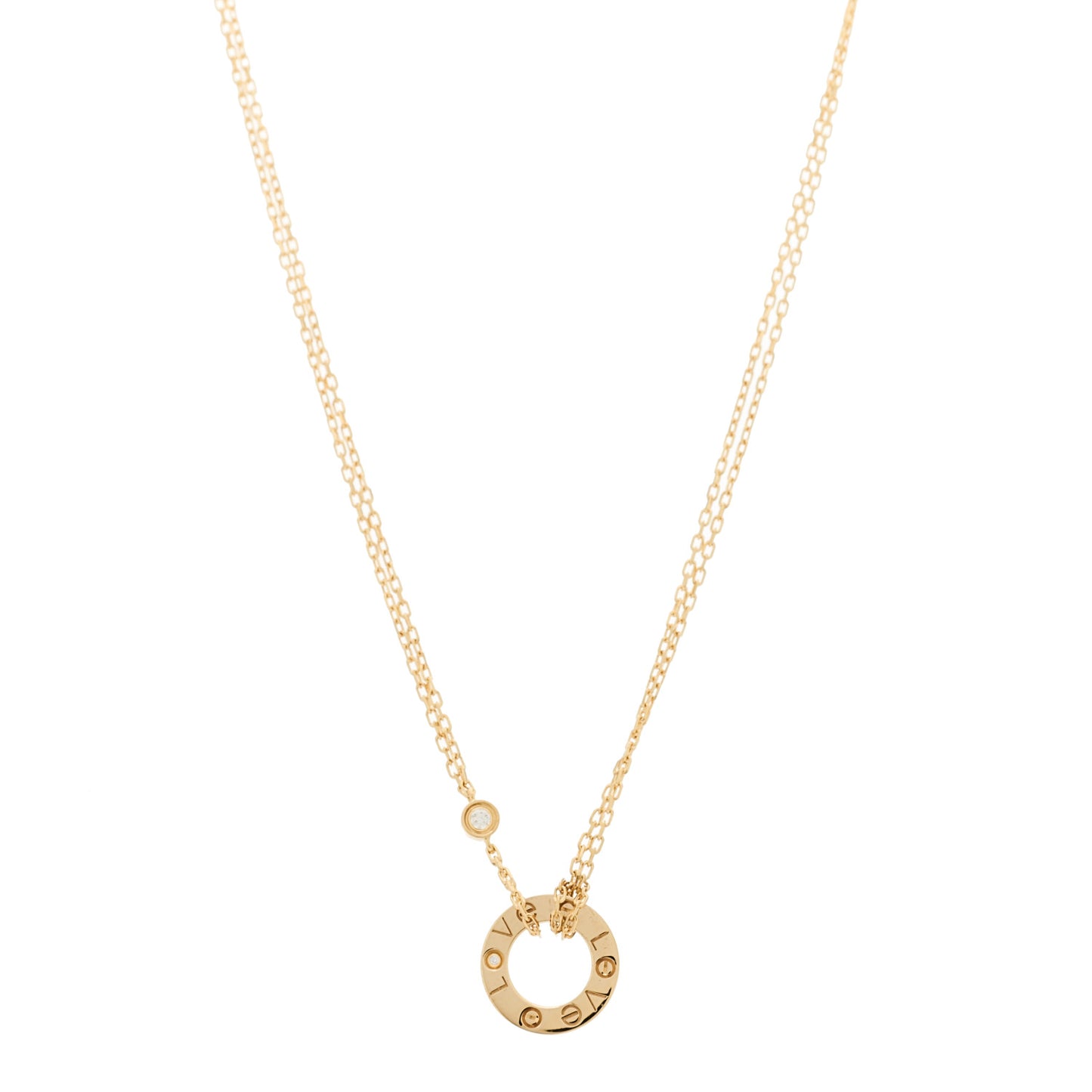 18K Yellow Gold 2 Diamond LOVE Necklace