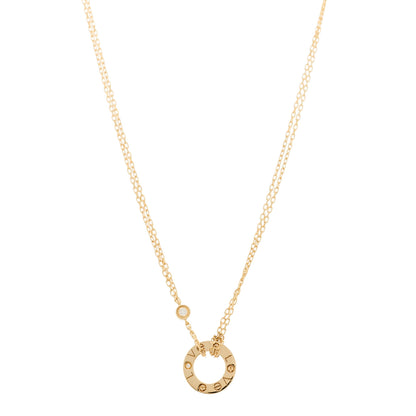 Cartier 18K Yellow Gold 2 Diamond LOVE Necklace 1 of 6
