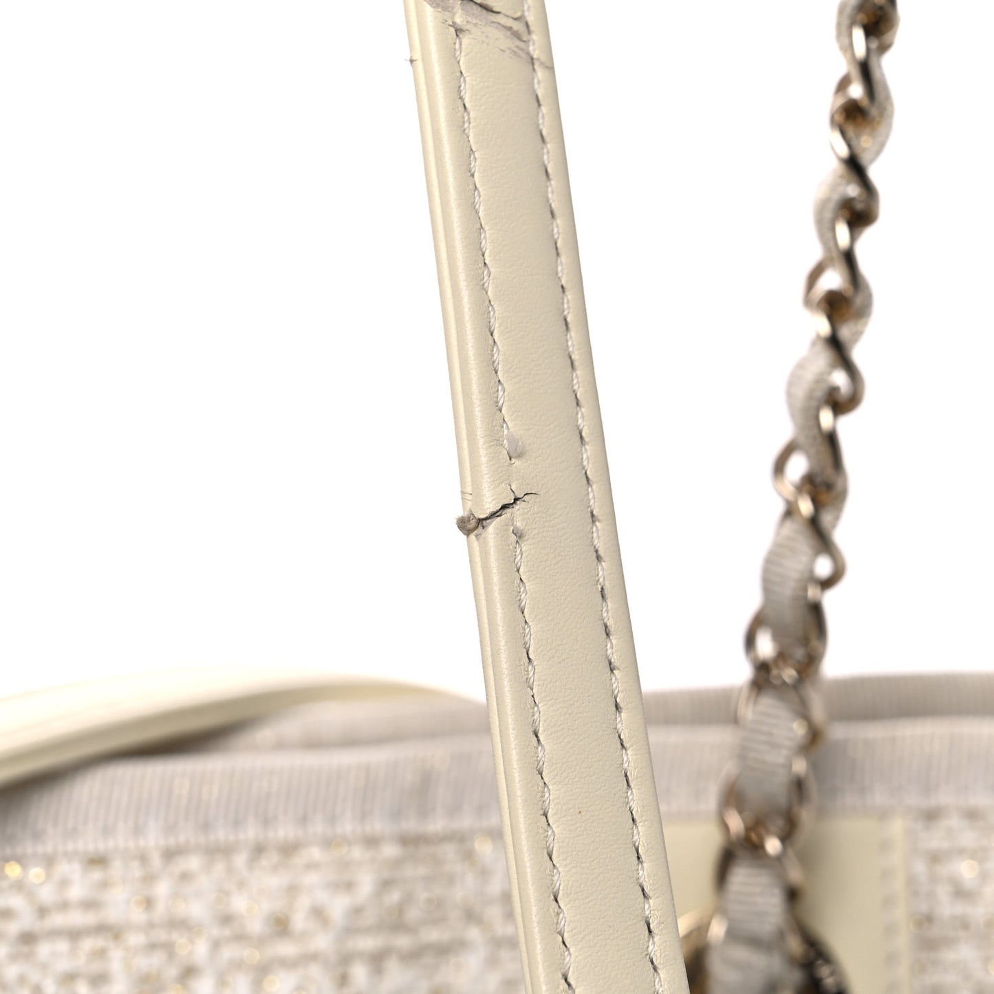 Lurex Boucle Mini Deauville Tote White