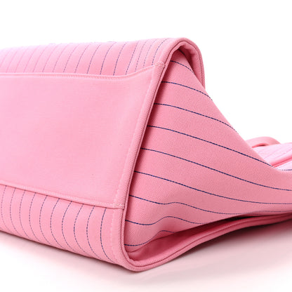 Chanel Canvas Calfskin Striped Large Deauville Tote Pink Blue 10 of 10